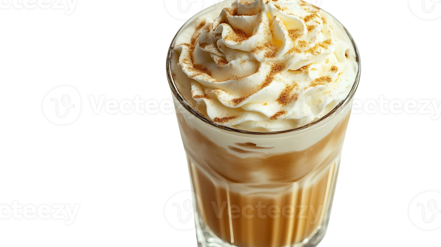Creamy Iced Coffee with Cinnamon Sprinkle, Transparent Background for Menu Design or Website png