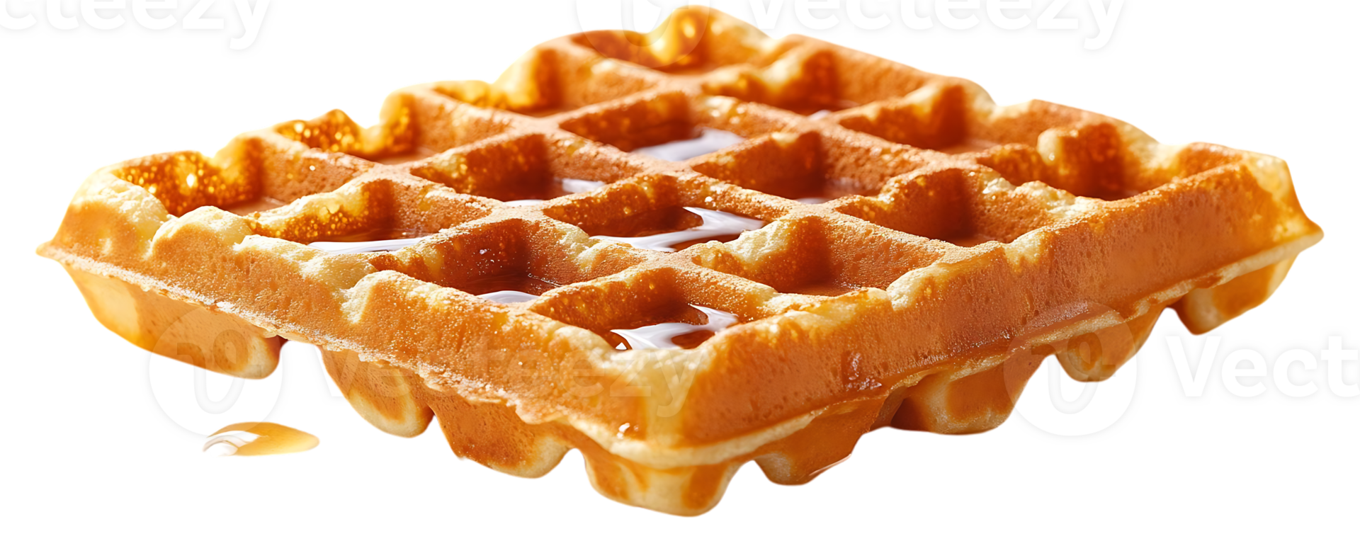 Golden Waffle Drizzled with Sweet Syrup, a Delectable Treat with Transparent Background png