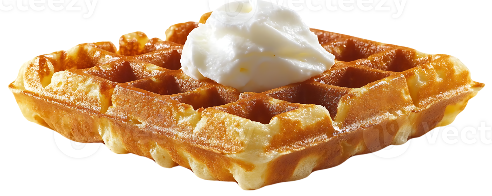 Crispy Waffle Topped with Whipped Cream, a Delightful Treat with a Transparent Background png