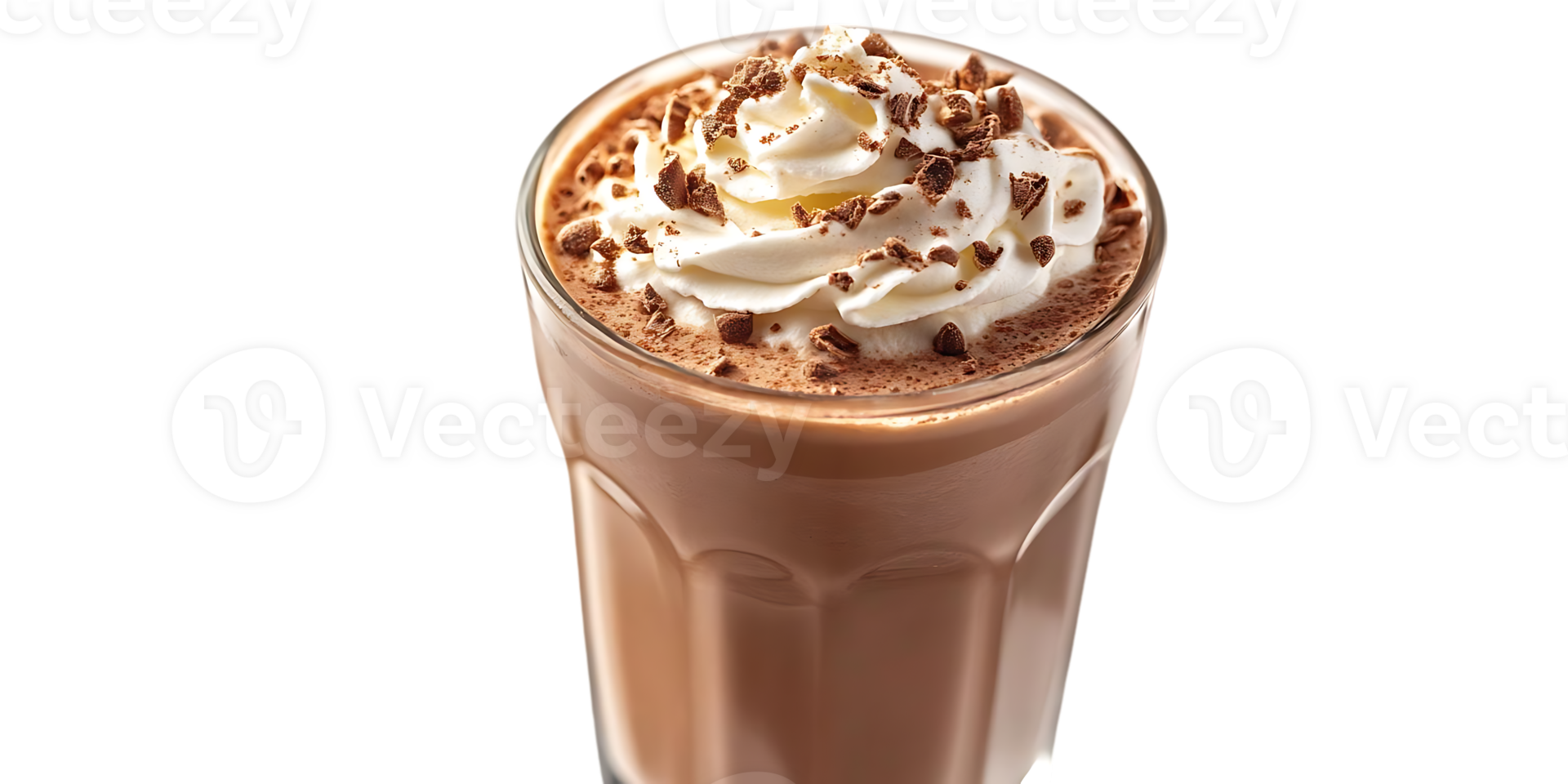Chocolate Milkshake with Whipped Cream and Chocolate Shavings on Transparent Background png