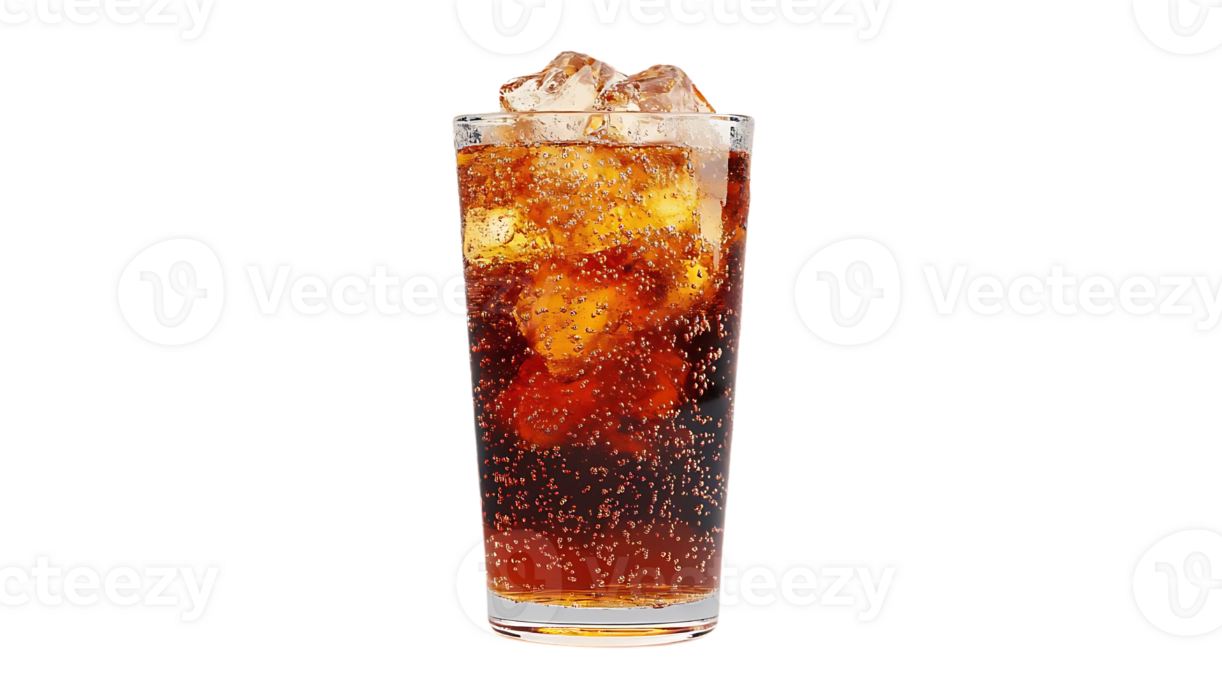A Refreshing Glass of Cola with Ice, Bubbles, and a Transparent Background png