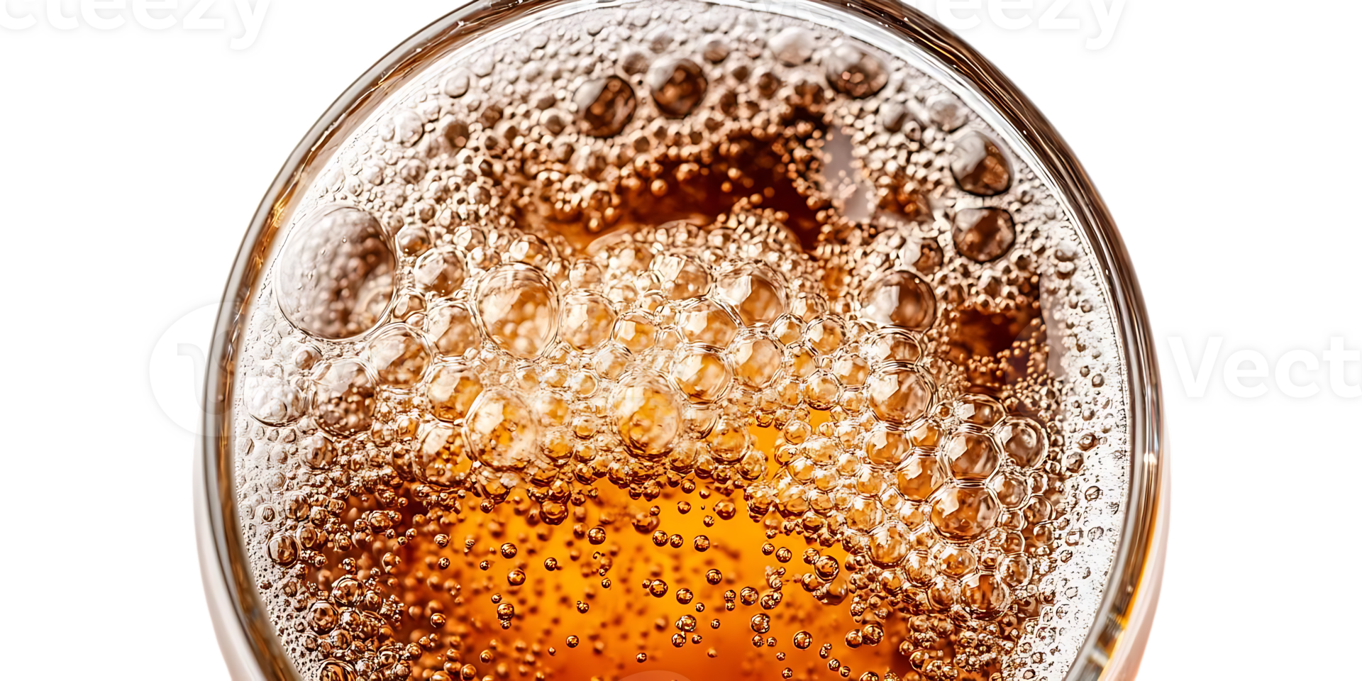 Close-up of Bubbles in a Glass of Beer with a Transparent Background png