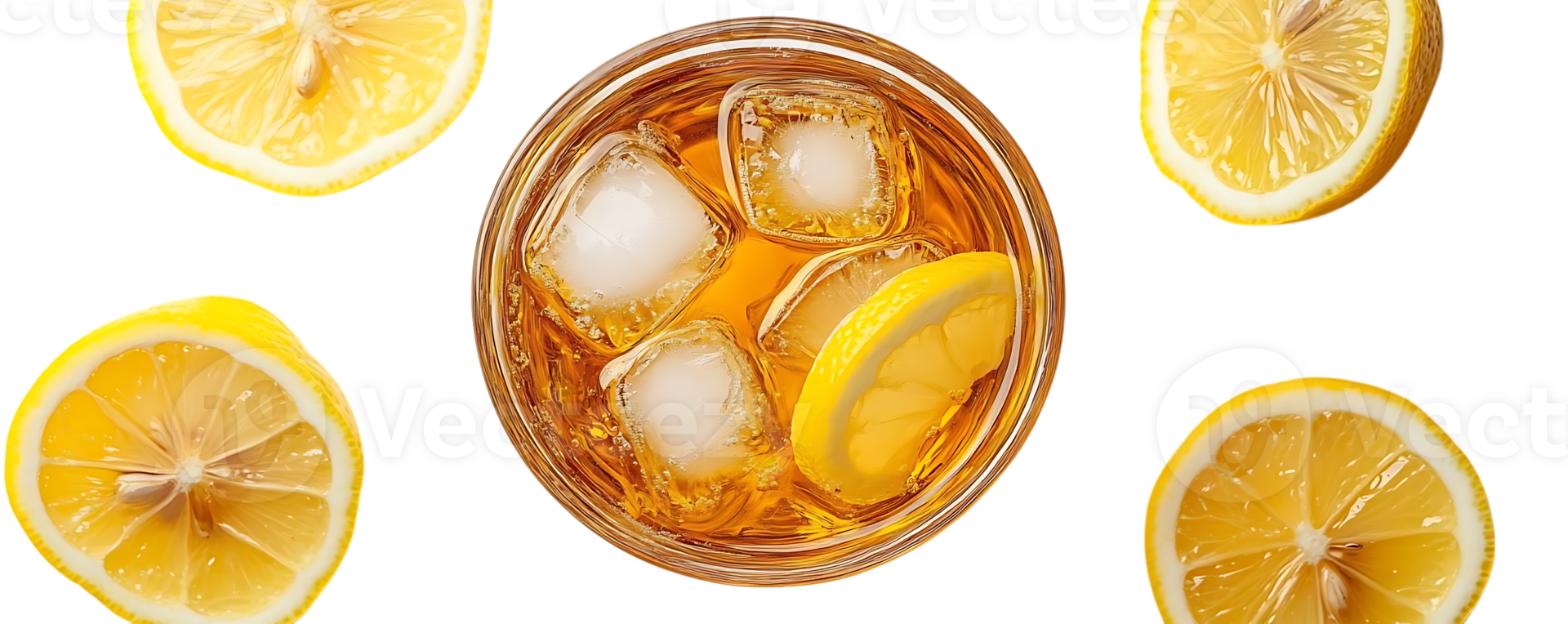 Refreshing Iced Tea with Lemon Slices and Ice Cubes, a Perfect Summer Drink with a Transparent Background png