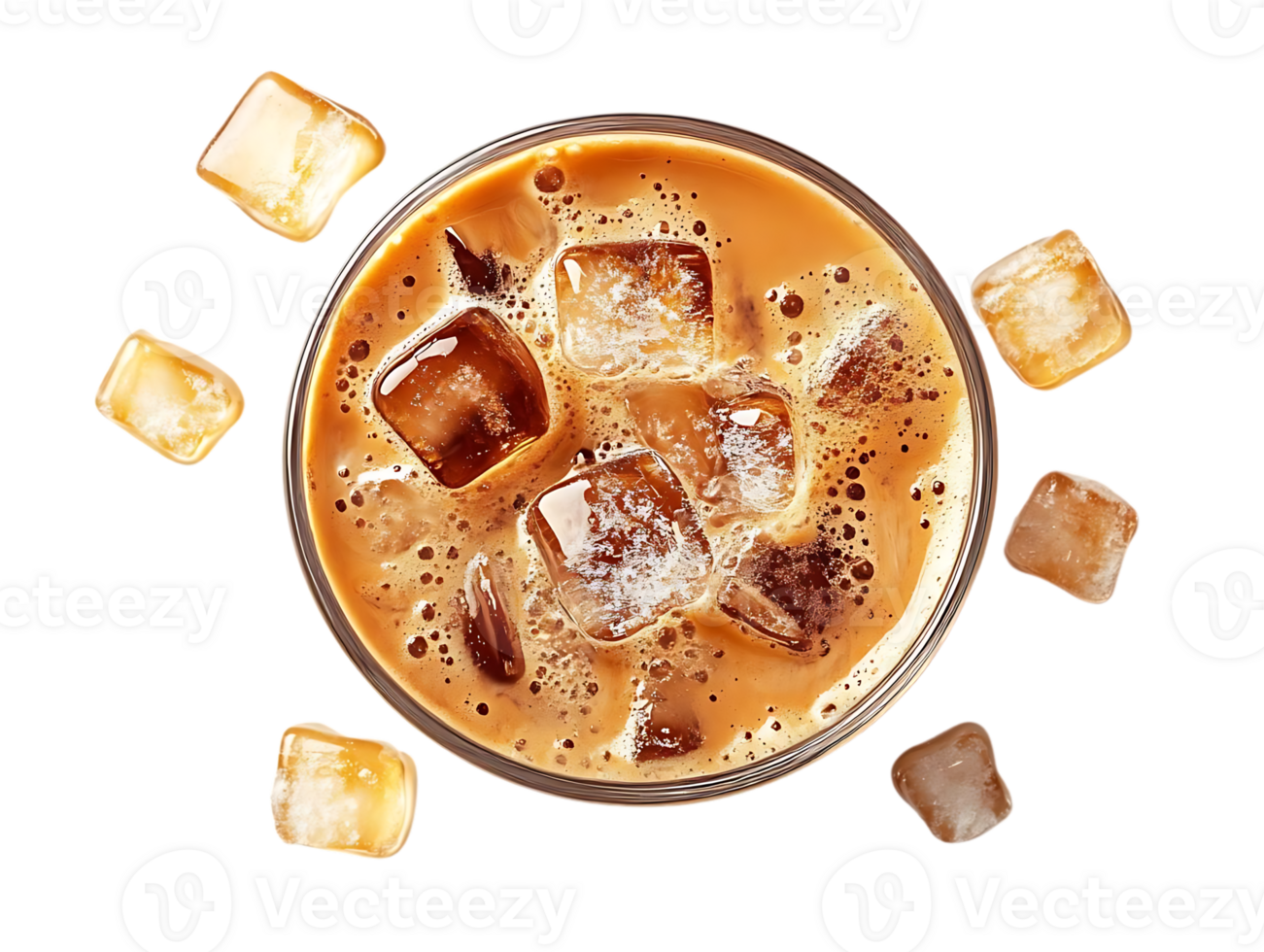 Iced Coffee with Ice Cubes, a Refreshing Drink for Summer with a Transparent Background png