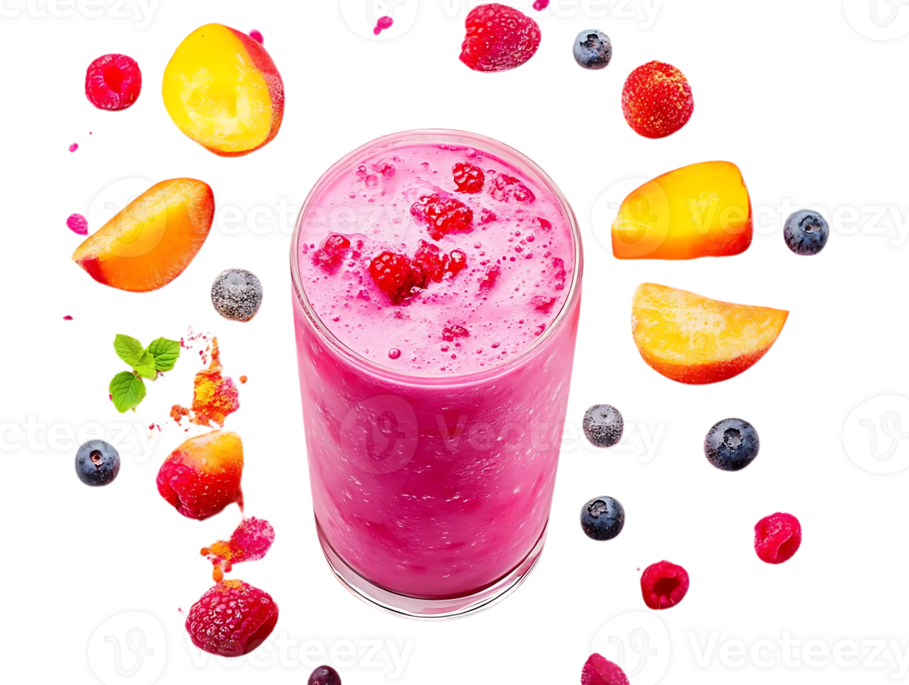 Delicious Peach and Raspberry Smoothie with a Transparent Background png