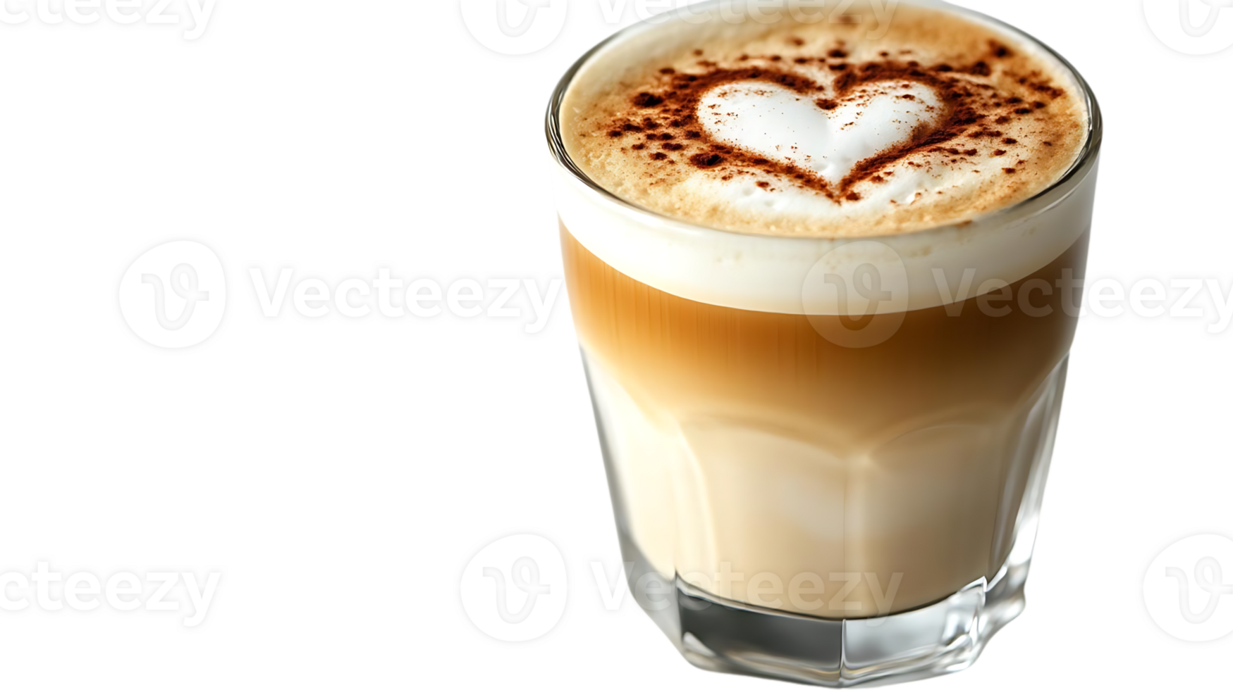 A Heart-Shaped Latte with a Transparent Background,  A Delicious Cup of Coffee with a Beautiful Design, Perfect for Enjoying on a Cold Day. png