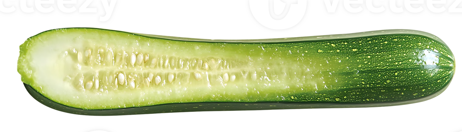 Zucchini Sliced in Half, Displaying its Seeds and Flesh with a Transparent Background png