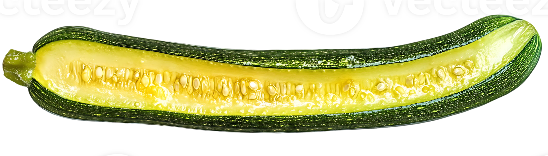 Zucchini Cut in Half Showing Seeds with a Transparent Background png