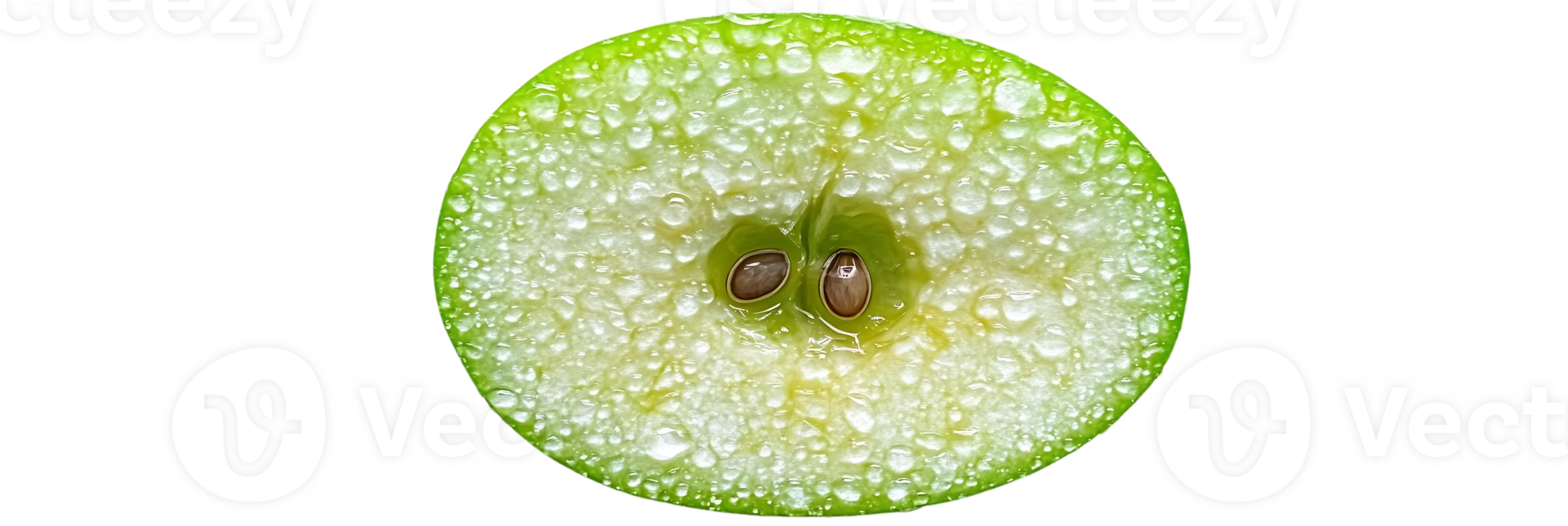 A Close-up of a Green Apple Slice with Water Droplets, a Transparent Background Showcasing the Fruit's Texture png