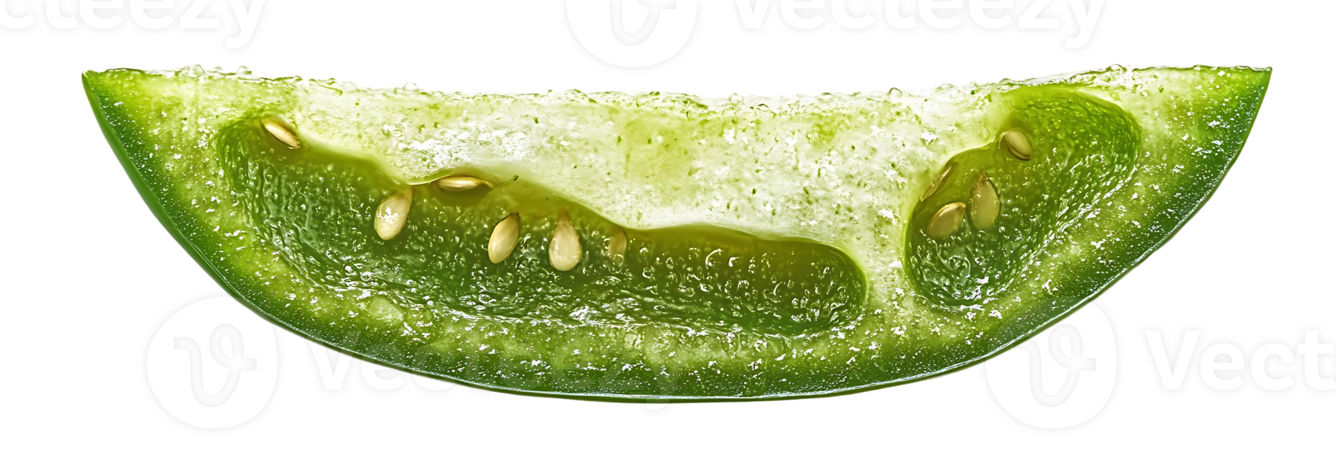 Green Pepper Slice with Transparent Background, A Close Up View of the Inside of a Green Pepper png