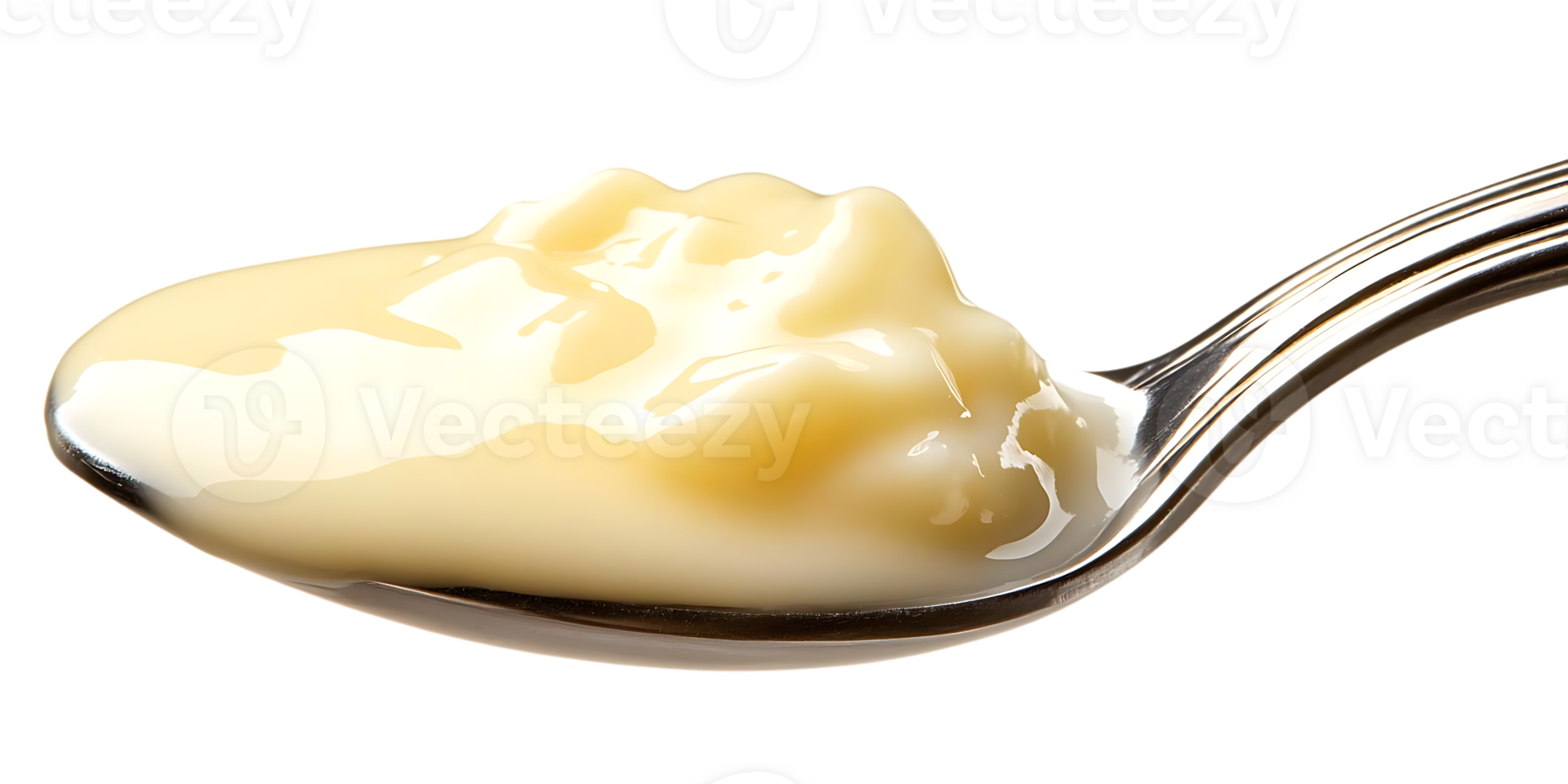 Spoonful of Creamy Vanilla Pudding on a Transparent Background png