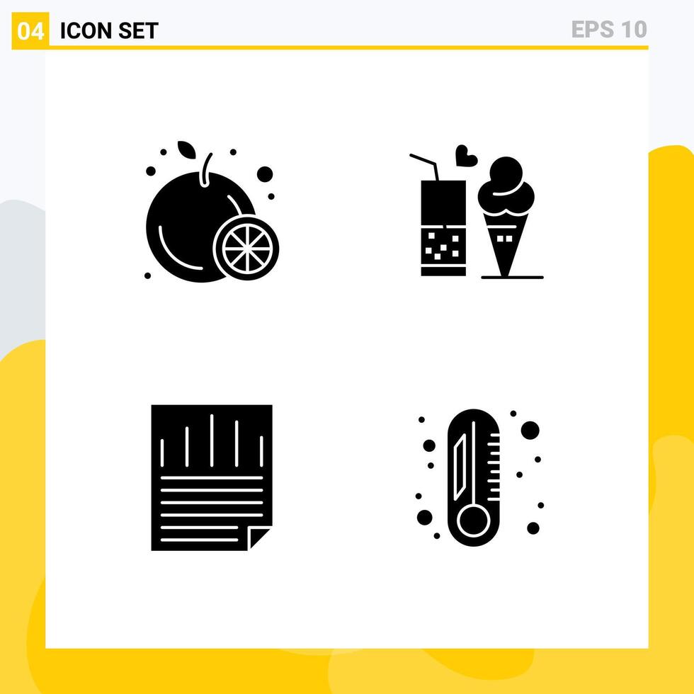 4 Creative Icons Modern Signs and Symbols of food ok food ice cream paper check Editable element Design Elements vector