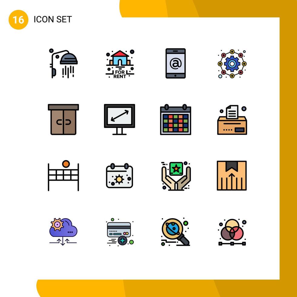 Stock element Icon Pack of 16 Line Signs and Symbols for interior drawer multimedia decor gear Editable Creative element Design Elements vector