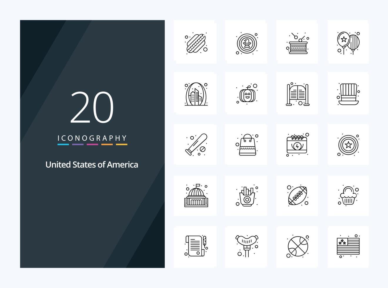 20 Usa Outline icon for presentation vector
