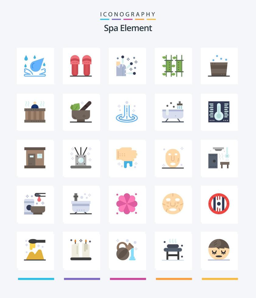 Creative Spa Element 25 Flat icon pack Such As sauna bucket spa spa relax vector