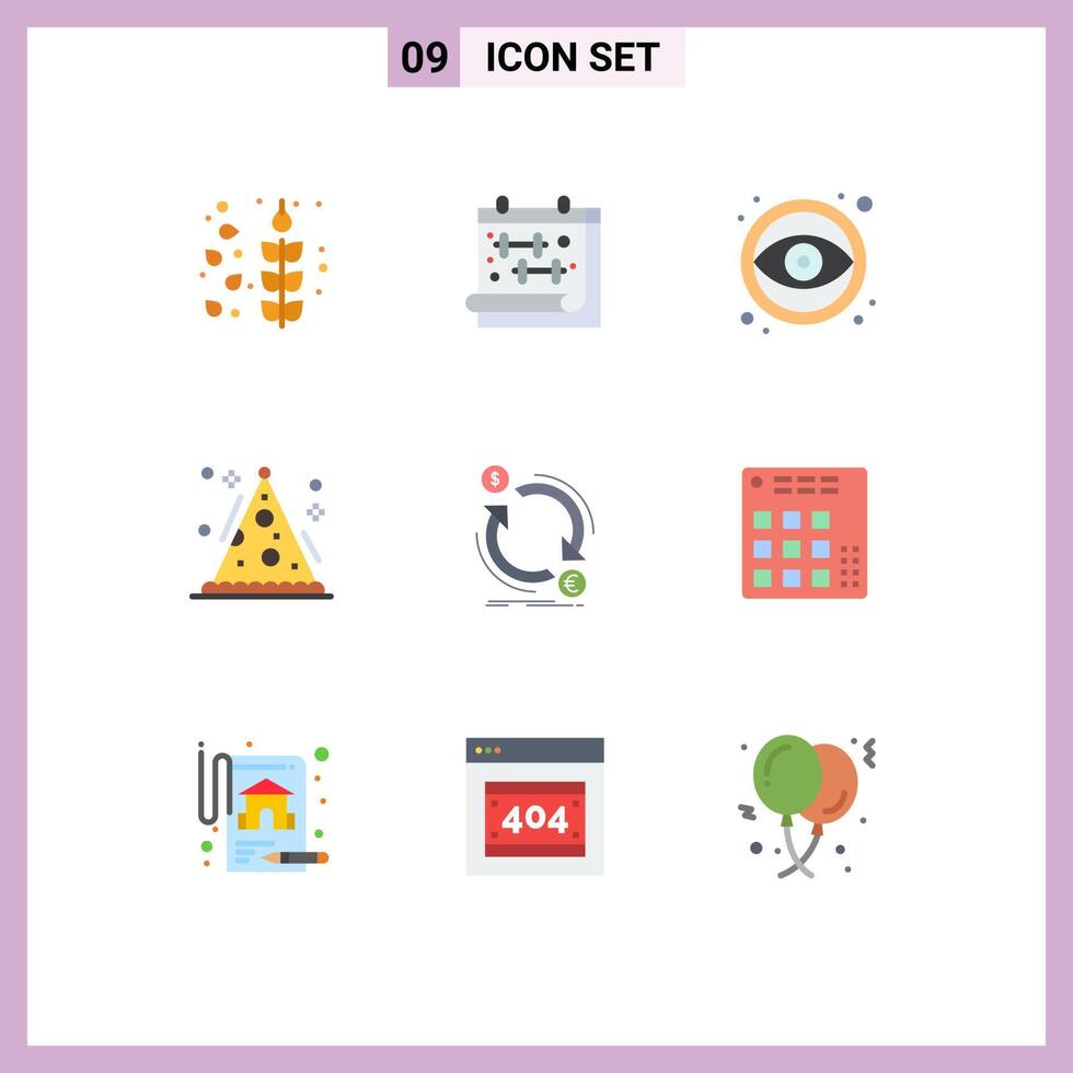 9 Creative Icons Modern Signs and Symbols of finance exchange eye party hat Editable element Design Elements vector