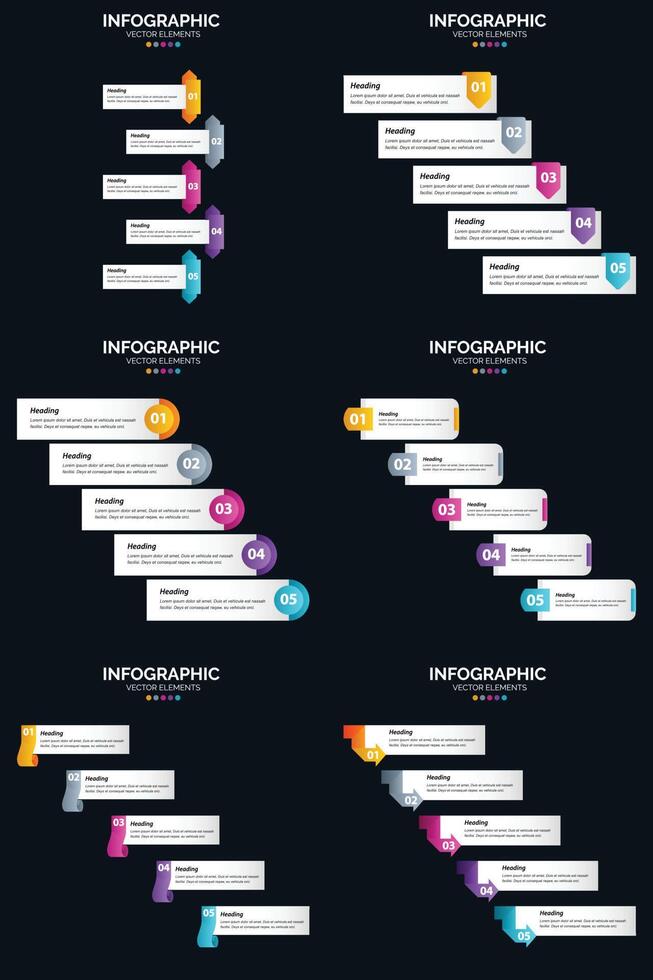 element 6 Infographics Pack Presentation slide template 5 Steps cycle diagrams and timelines vector