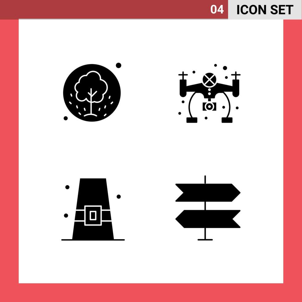4 Solid Glyph concept for Websites Mobile and Apps tree buckle summer hobby fall Editable element Design Elements vector