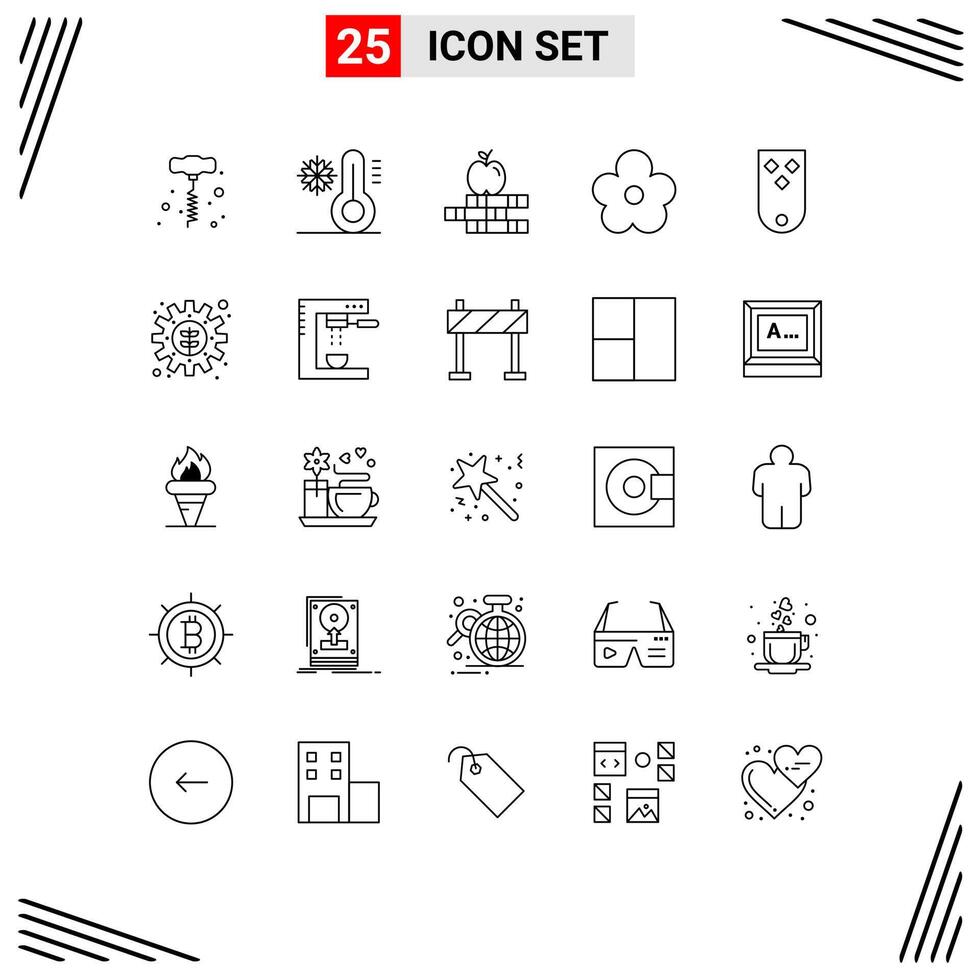 Group of 25 Lines Signs and Symbols for rank insignia books diamonds pot Editable element Design Elements vector