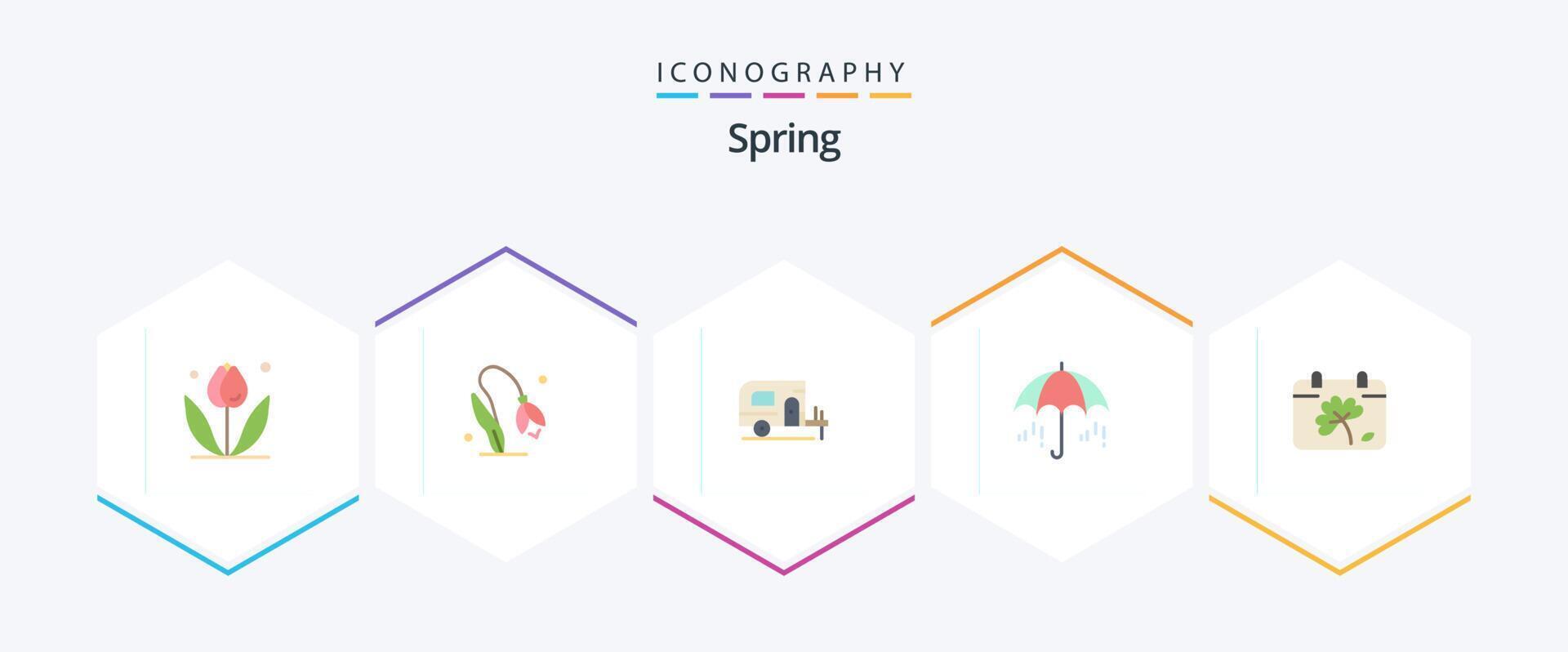 Spring 25 Flat icon pack including rain spring flower vector