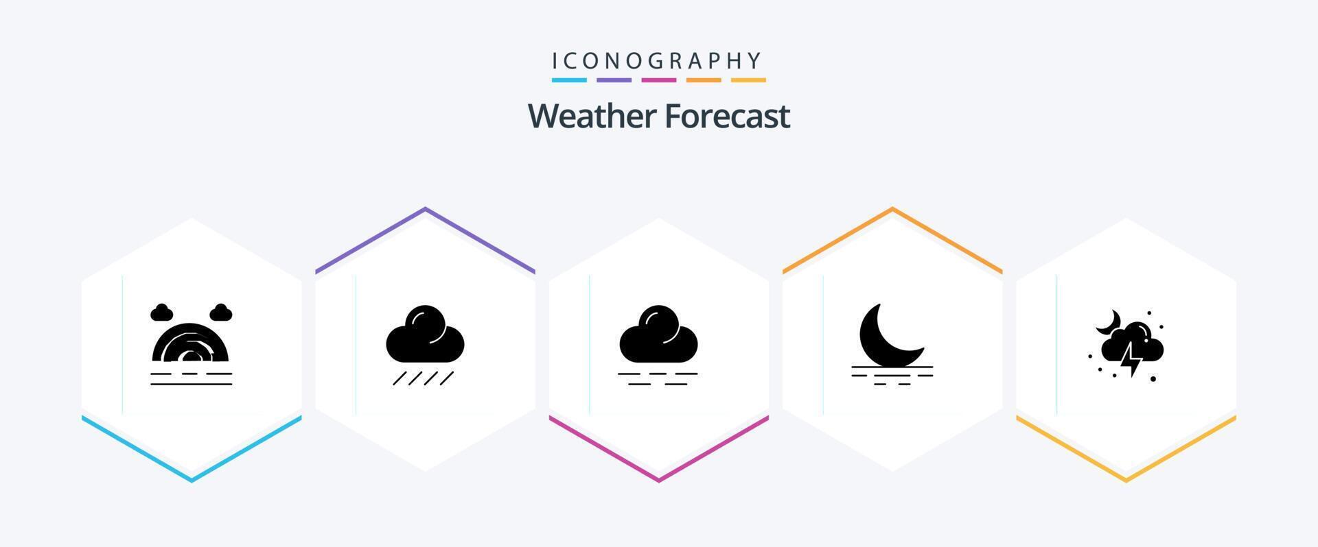 Weather 25 Glyph icon pack including storm weather moon cloud vector