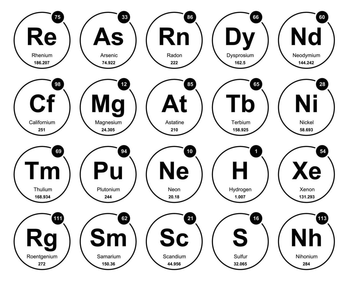 20 Preiodic table of the elements Icon Pack Design vector