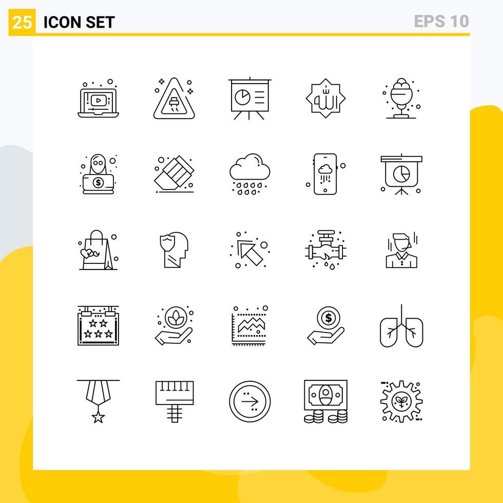 Set of 25 Modern UI Icons Symbols Signs for summer desert board calligraphy mark Editable element Design Elements vector