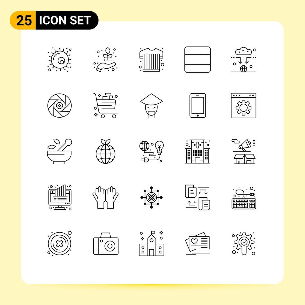 Modern Set of 25 Lines Pictograph of signal antenna sports clothing vertical layout Editable element Design Elements vector