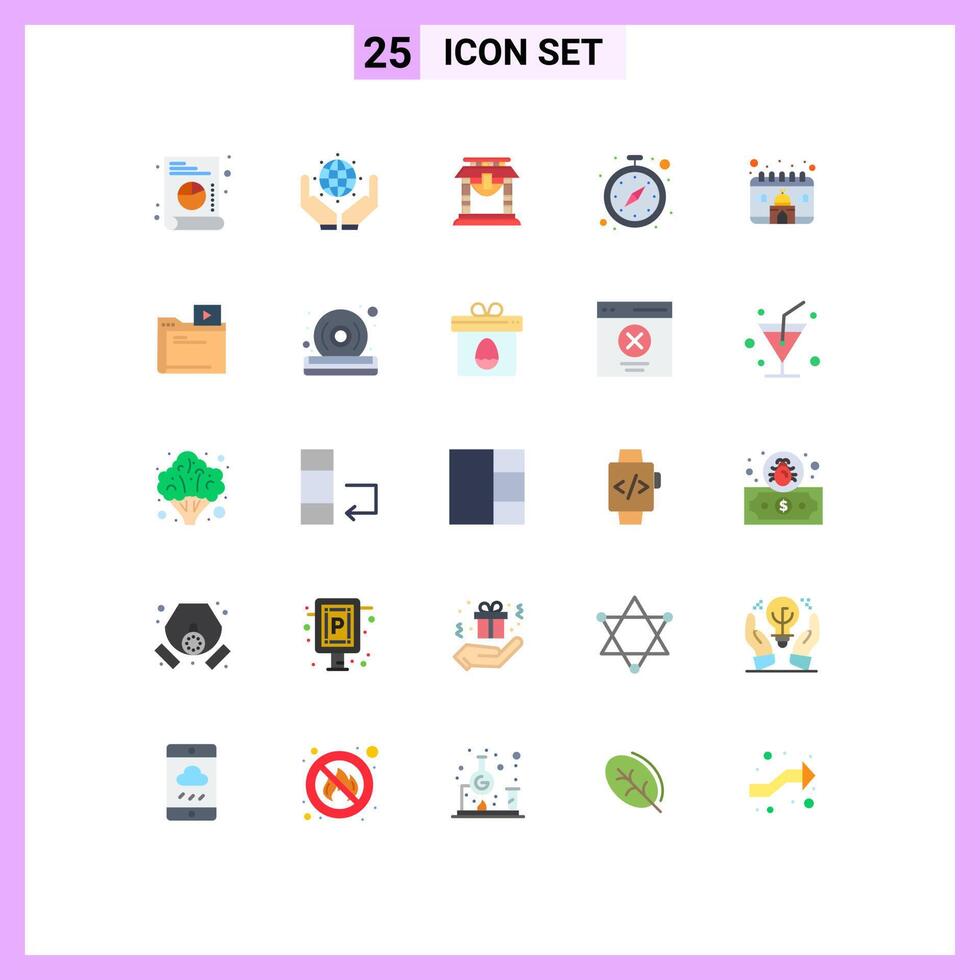 Stock element Icon Pack of 25 Line Signs and Symbols for muslim calendar bridge watch stop watch Editable element Design Elements vector