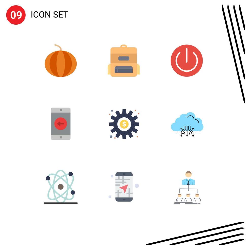 Set of 9 Modern UI Icons Symbols Signs for process making gadgets cogs mobile application Editable element Design Elements vector