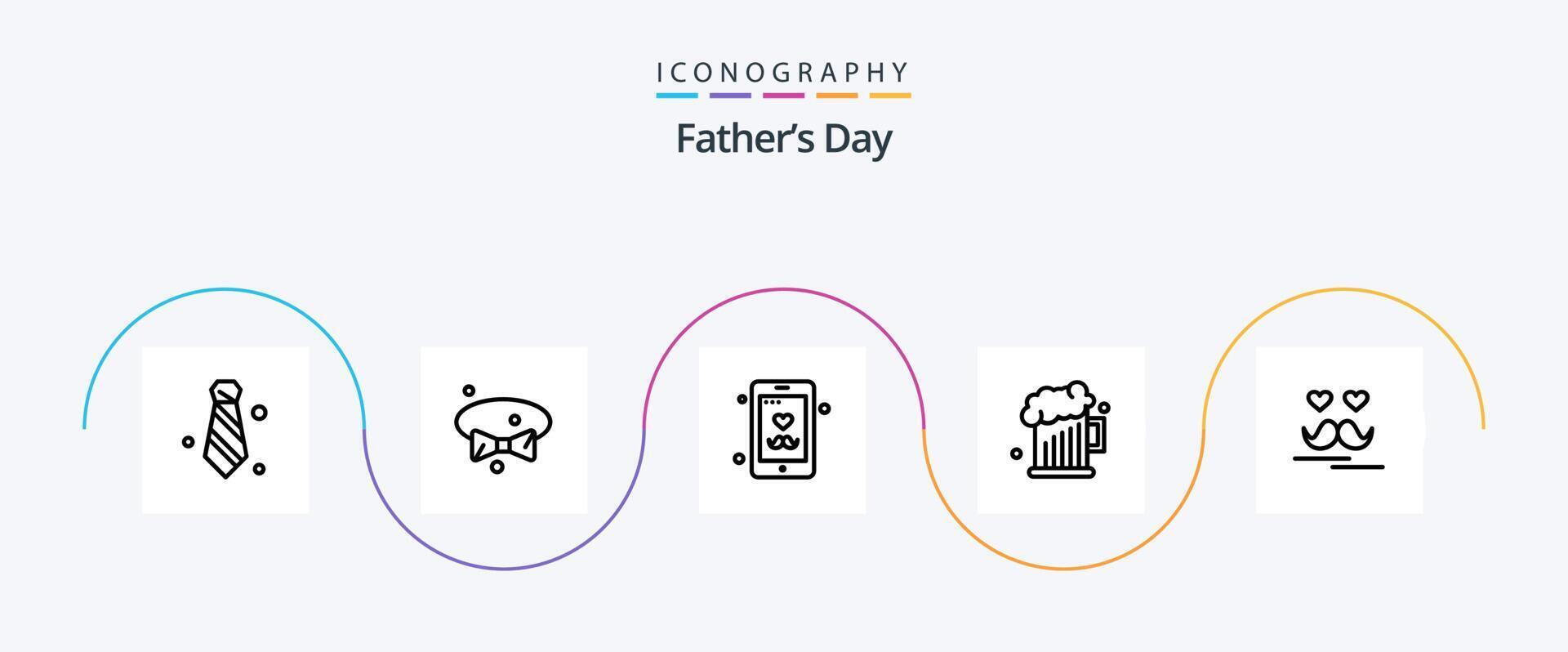 Fathers Day Line 5 Icon Pack Including day fathers day dad father beer vector