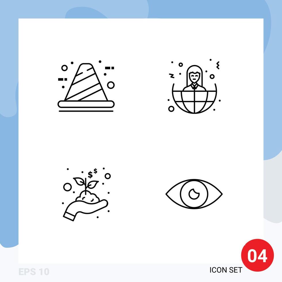 4 Universal Filledline Flat Colors Set for Web and Mobile Applications architecture growth construction offshore money Editable element Design Elements vector