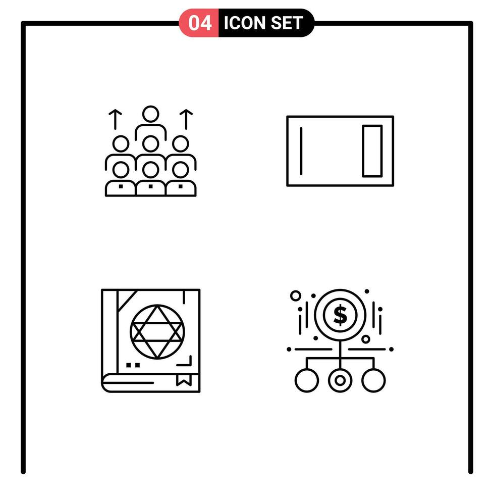 Stock element Icon Pack of 4 Line Signs and Symbols for workforce board leadership resources home Editable element Design Elements vector