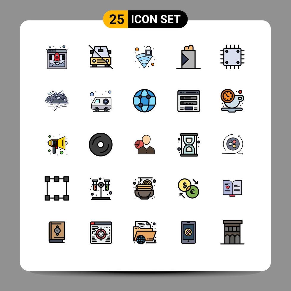Stock element Icon Pack of 25 Line Signs and Symbols for computers shawarma slash fast food wifi Editable element Design Elements vector