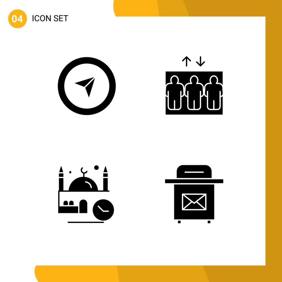 Universal Solid Glyph Signs Symbols of cursor pray elevator time mail Editable element Design Elements vector