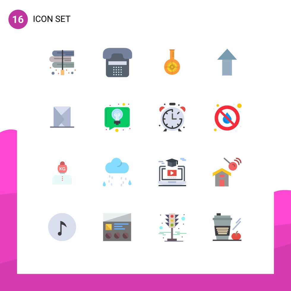 Modern Set of 16 Flat Colors Pictograph of upload arrow device target reaction Editable Pack of Creative element Design Elements vector