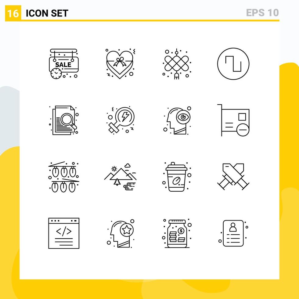 Set of 16 Commercial Outlines pack for feminism file chinese knot document square Editable element Design Elements vector