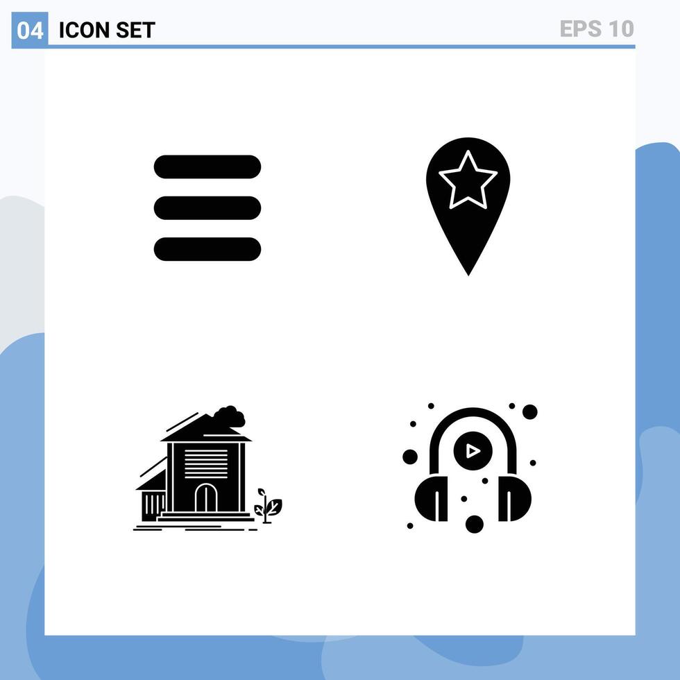Universal Icon Symbols Group of 4 Modern Solid Glyphs of list building geo home e learning Editable element Design Elements vector