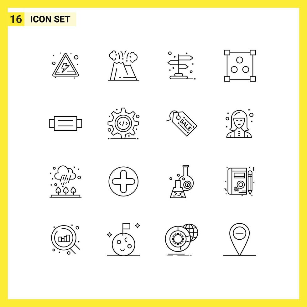 Editable element Line Pack of 16 Simple Outlines of fashion accessories arrow online abstract Editable element Design Elements vector