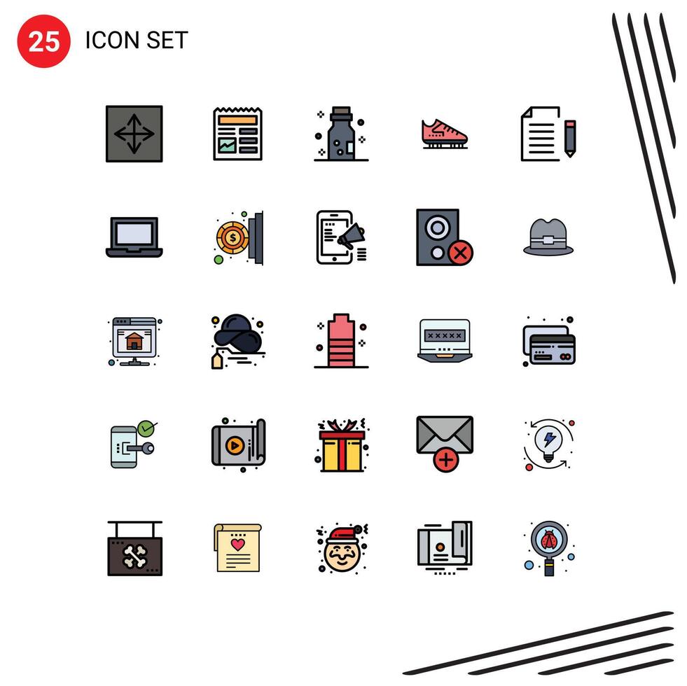 25 User Interface Filled line Flat Color Pack of modern Signs and Symbols of skating skate picture ice poison Editable element Design Elements vector