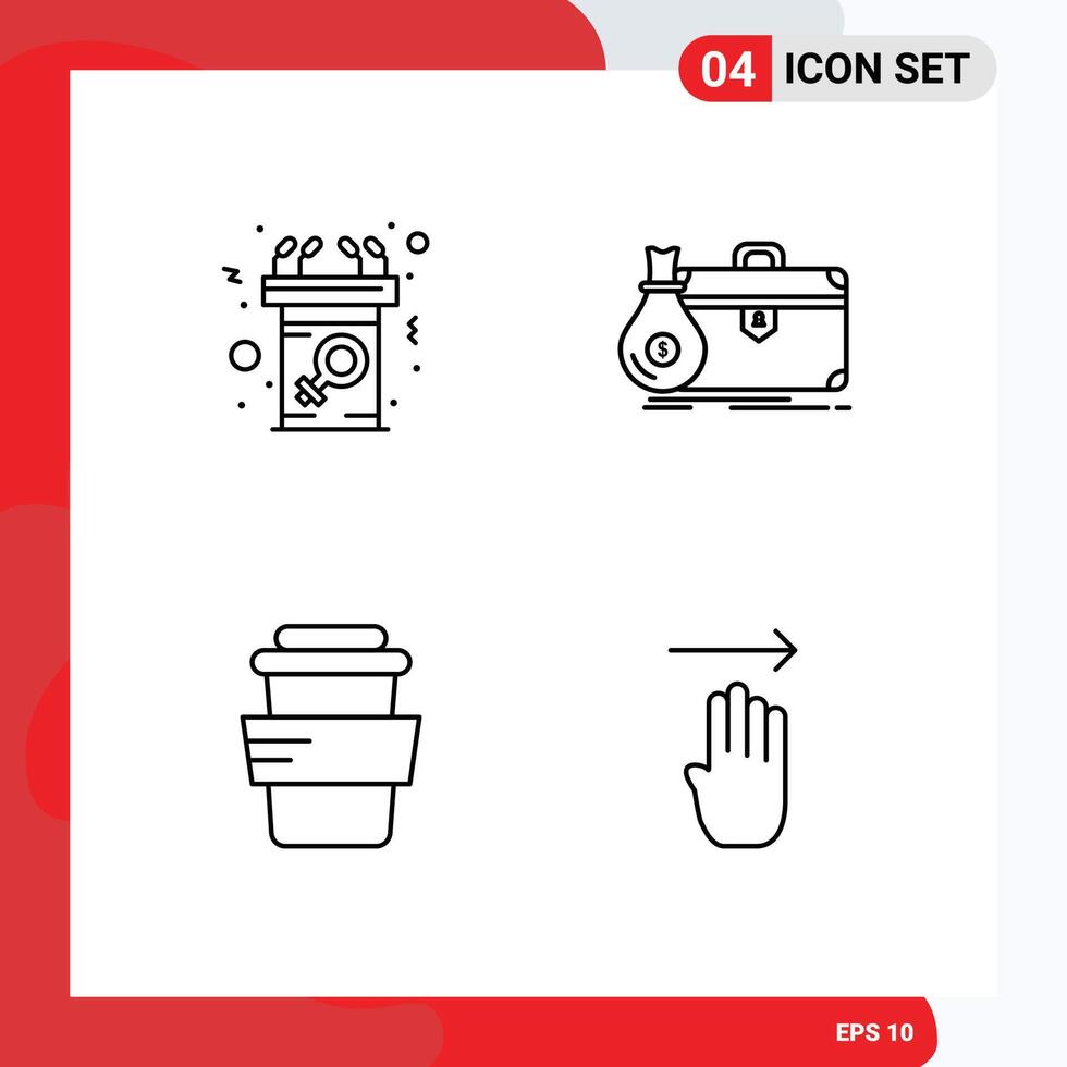 Line Pack of 4 Universal Symbols of announcement portfolio message business study Editable element Design Elements vector