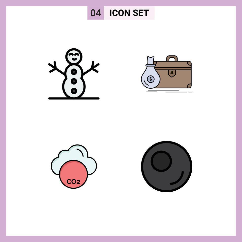 4 Filledline Flat Color concept for Websites Mobile and Apps snowman co business portfolio outline Editable element Design Elements vector