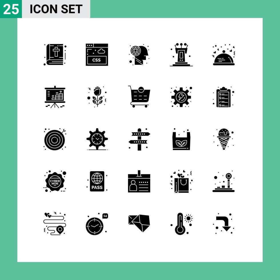 Pack of 25 creative Solid Glyphs of restaurant food maze dinner speech Editable element Design Elements vector