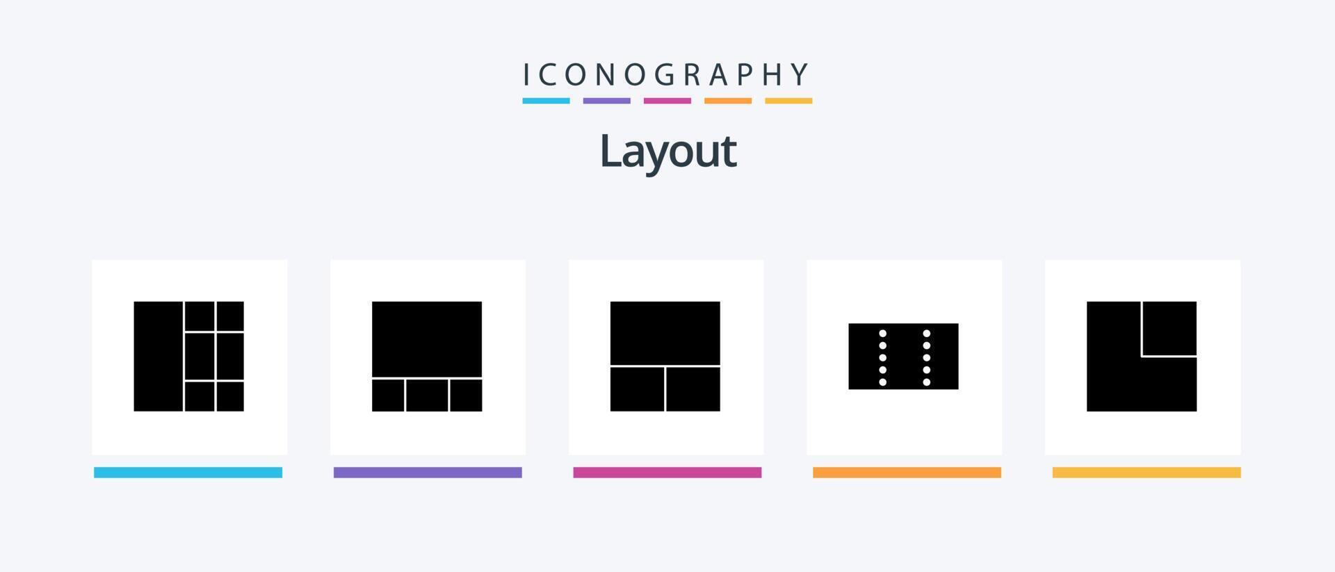 Layout Glyph 5 Icon Pack Including view Creative Icons Design vector