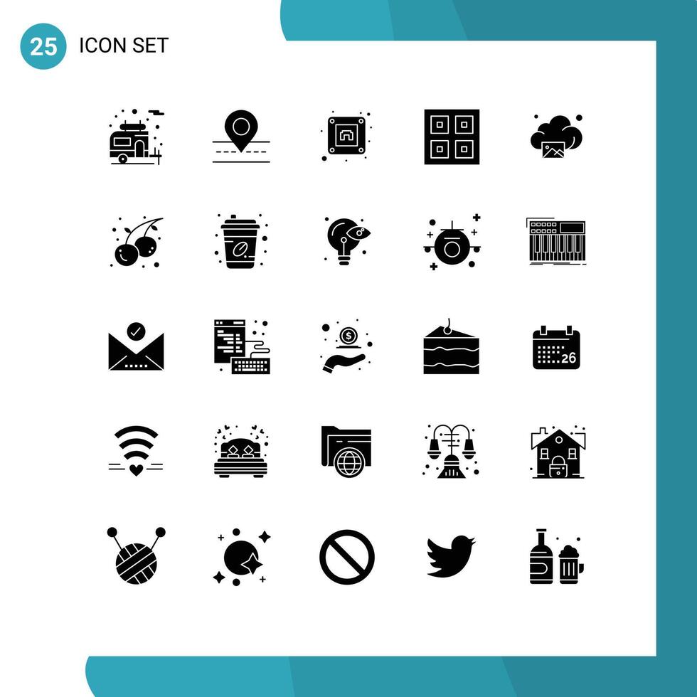 25 User Interface Solid Glyph Pack of modern Signs and Symbols of image cloud socket shipping delivery Editable element Design Elements vector