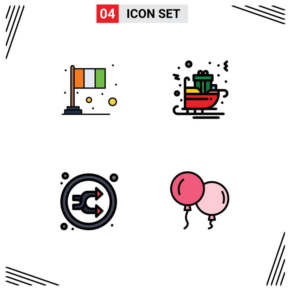 Stock element Icon Pack of 4 Line Signs and Symbols for day sledge irish gifts mix Editable element Design Elements vector