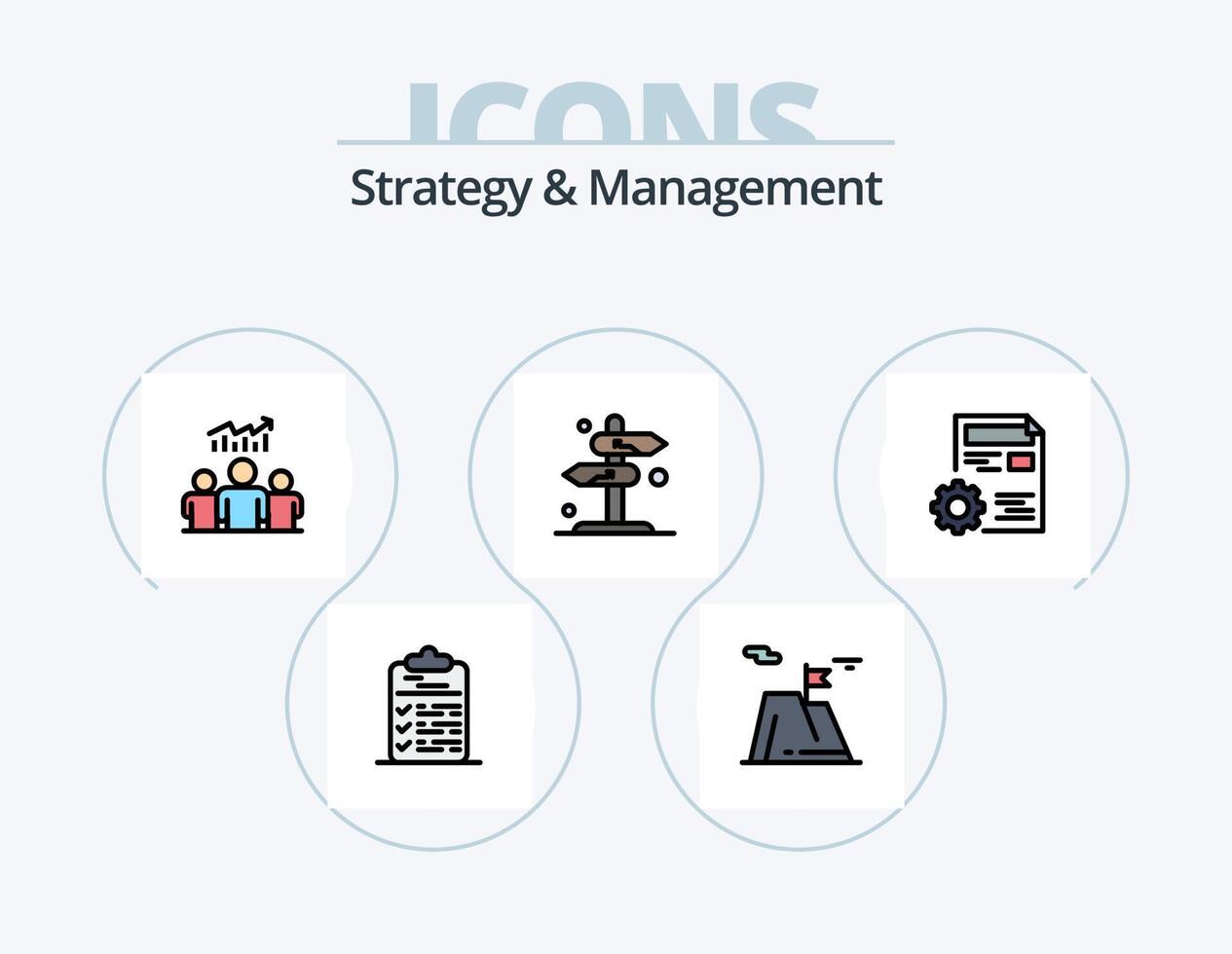 Strategy And Management Line Filled Icon Pack 5 Icon Design date appointment stamp paper network vector