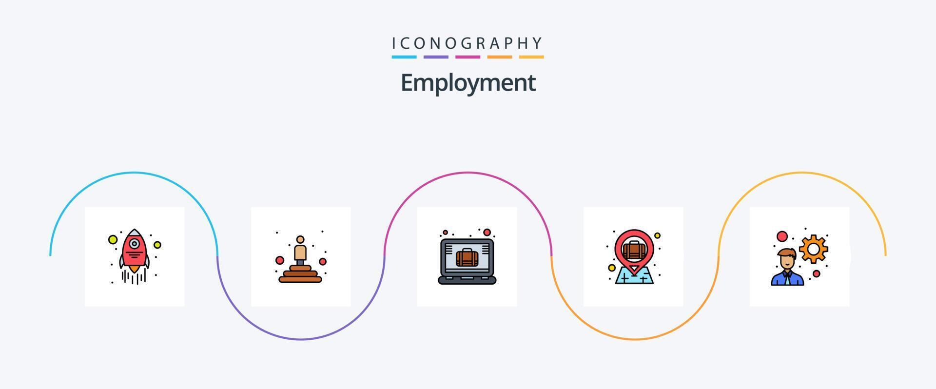 Employment Line Filled Flat 5 Icon Pack Including startup developer case case briefcase vector