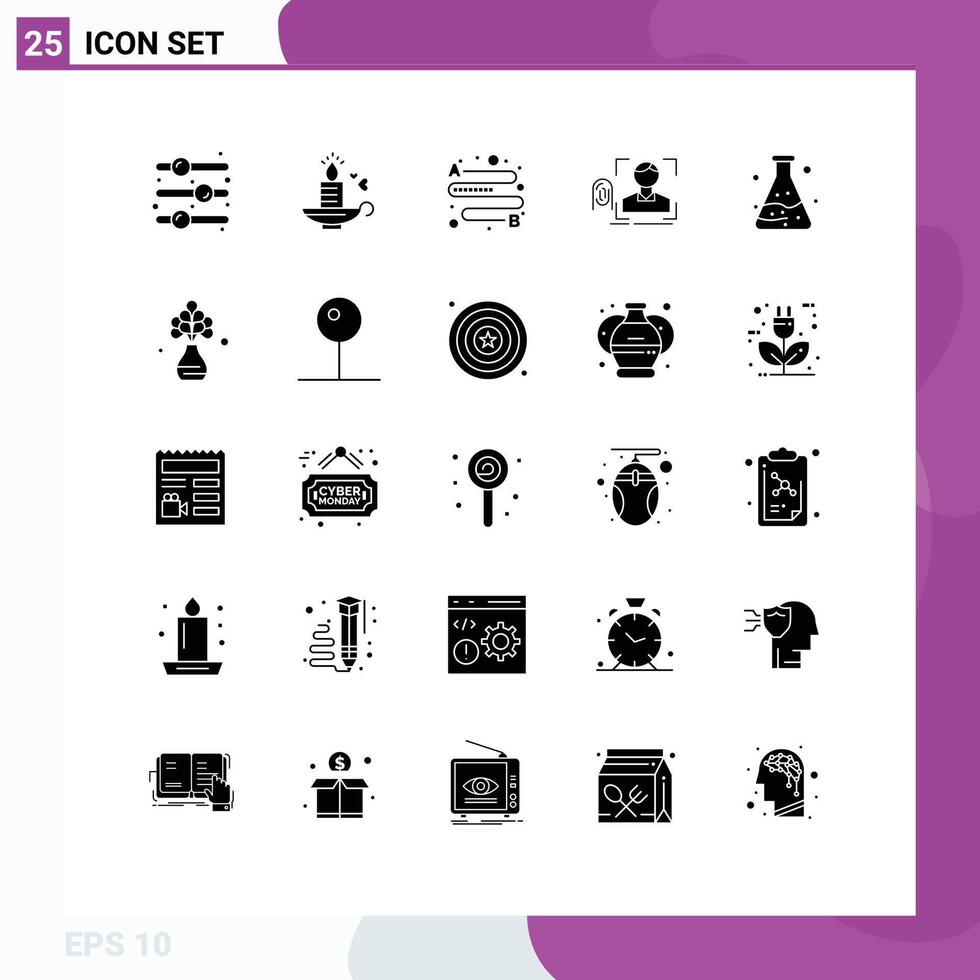 Pack of 25 Modern Solid Glyphs Signs and Symbols for Web Print Media such as tube scanning distance scan fingerprint Editable element Design Elements vector