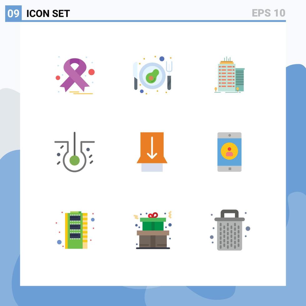 Stock element Icon Pack of 9 Line Signs and Symbols for mobile touch office slide sick hair Editable element Design Elements vector